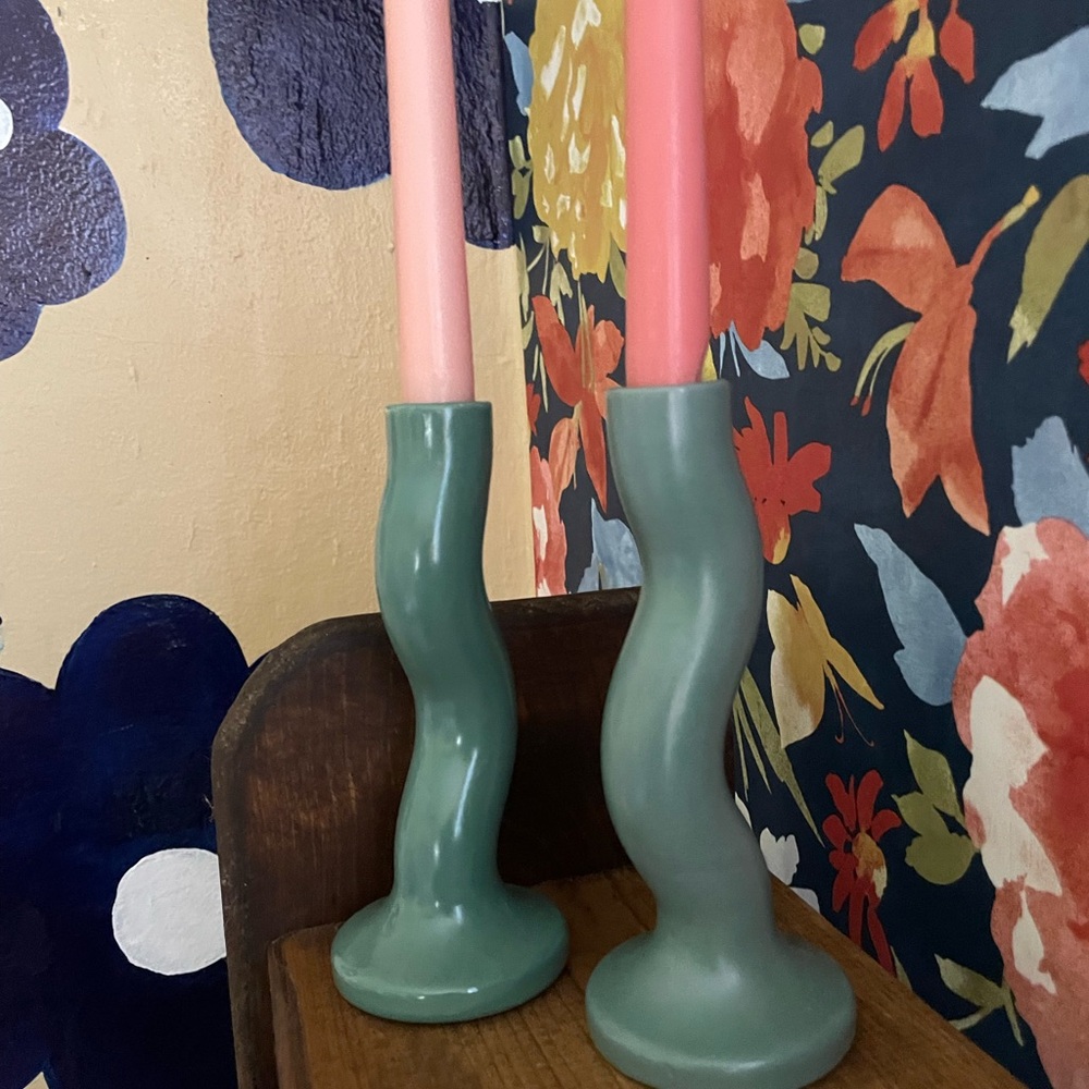 Pastel green waves candle holders from Urban Outfitters